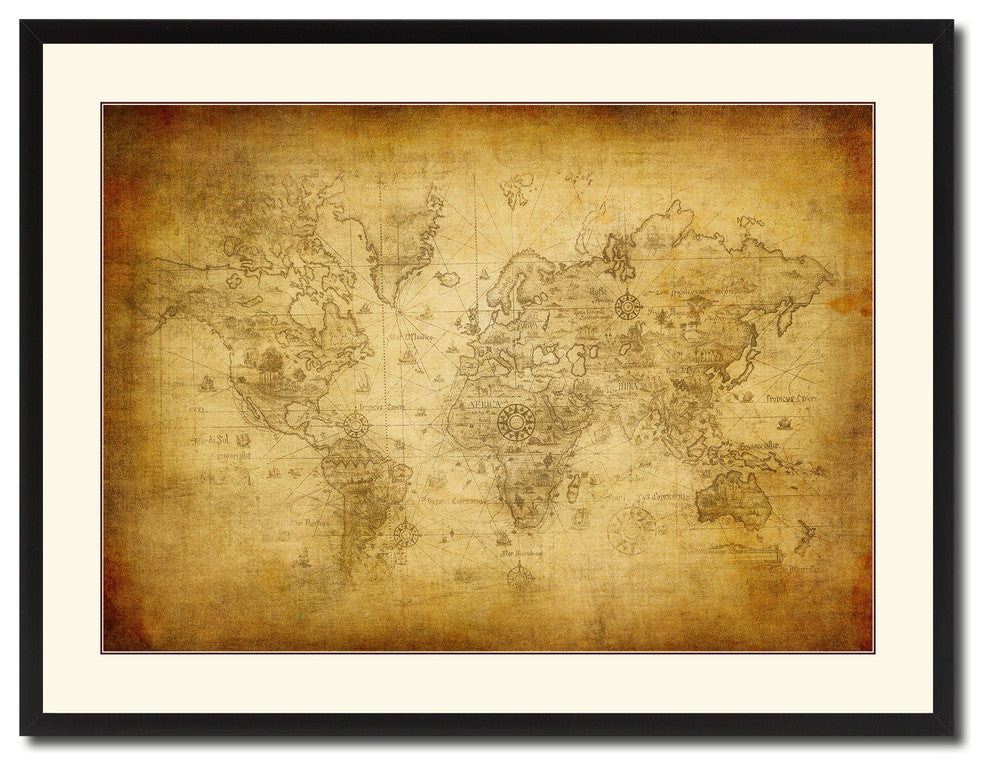 Ancient World Vintage Antique Map Wall Art, 28"x37"