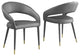Joel Faux Leather Contemporary Dining Chair With Gold Accents, Set of 2, Grey