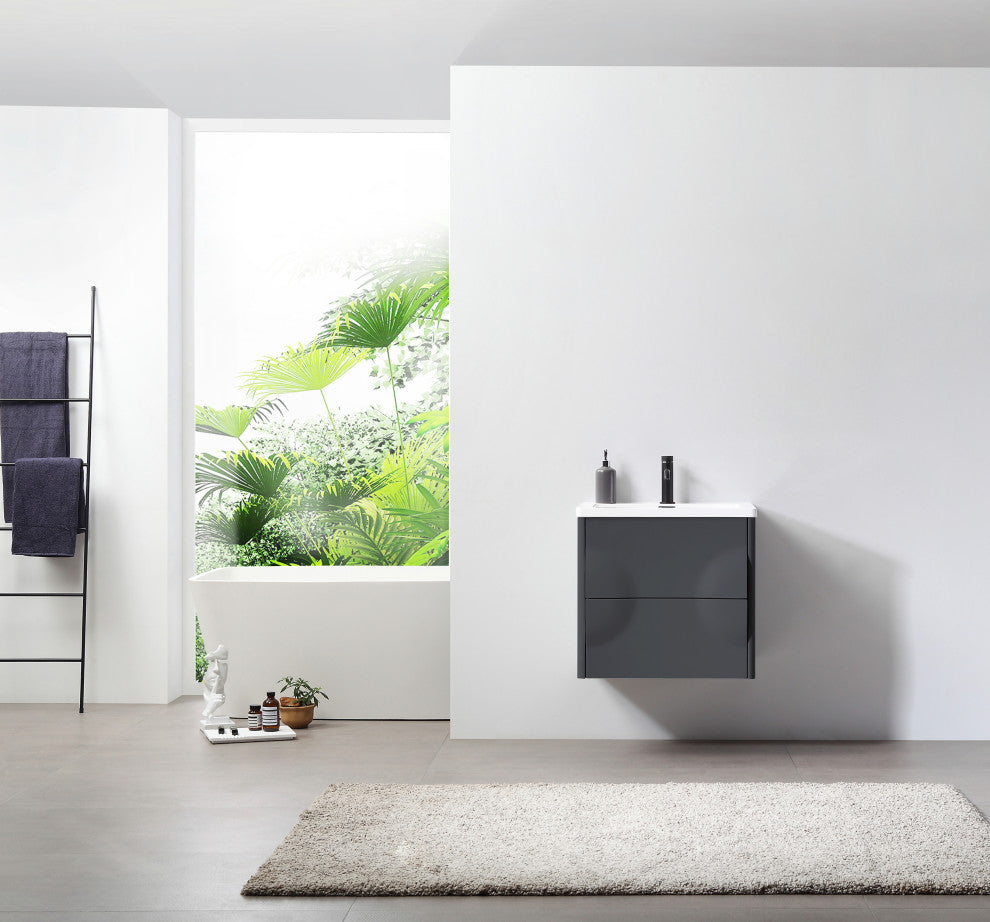 Colmar Wall Mount Vanity, Dark Gray, 24"