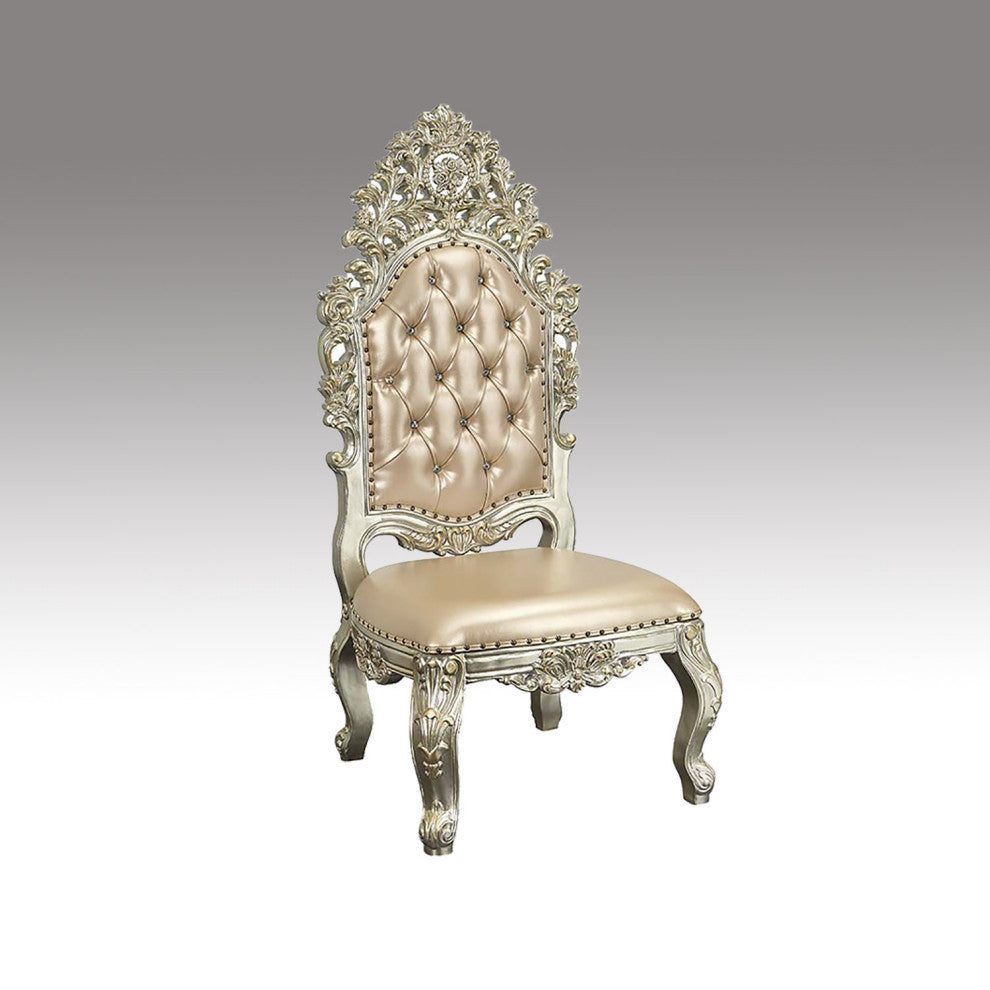 Set of 2 Side Chair, Antique Gold Finish