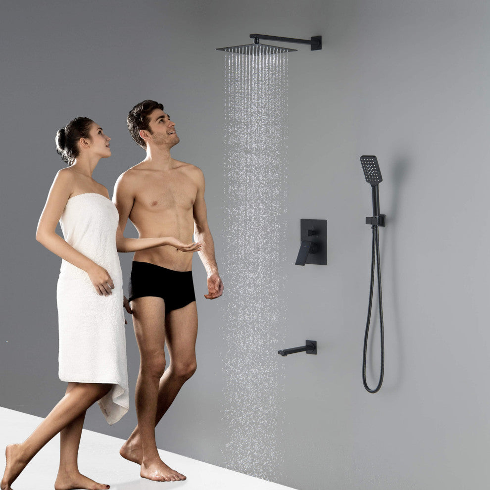 Cube Pressure 2-Function Shower System, Rough-In Valve, Matte Black
