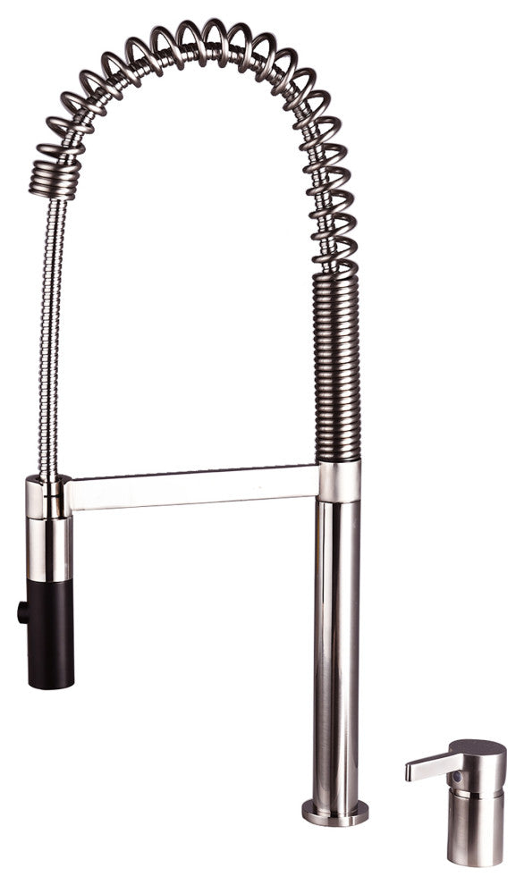 Single Handle Deck Mounted Spring Neck Pull Down Kitchen Faucet