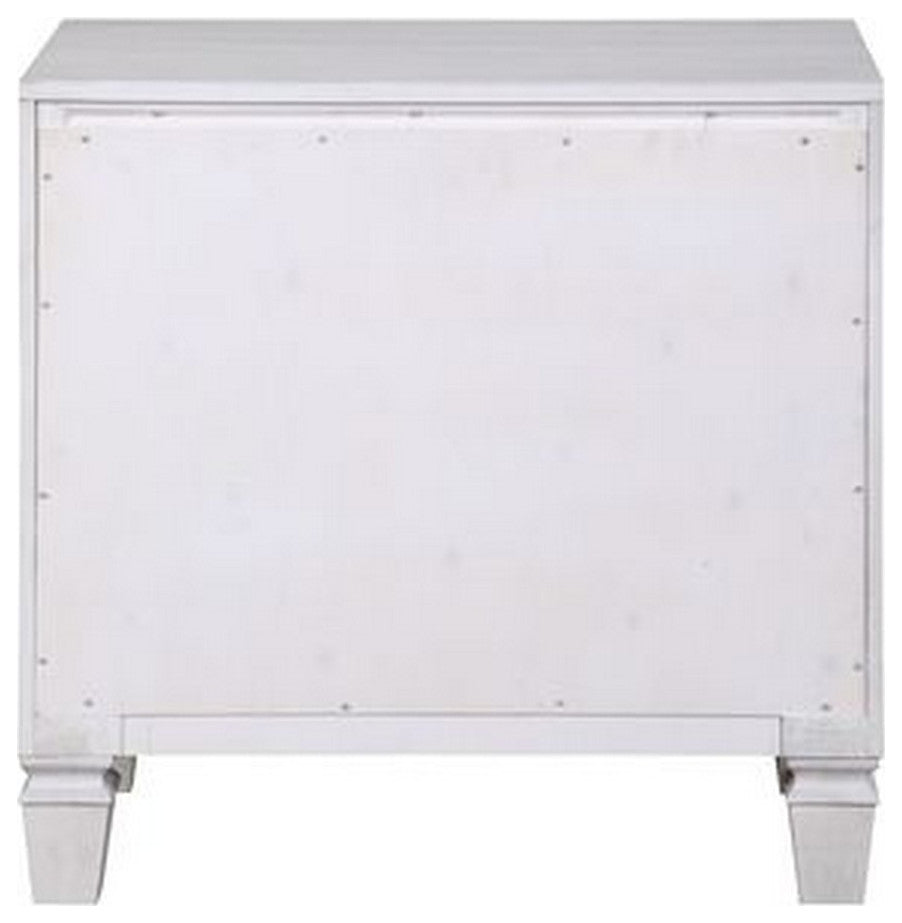 Benzara BM262113 Nightstand With 2 Drawers and Diamond Handle, Gray