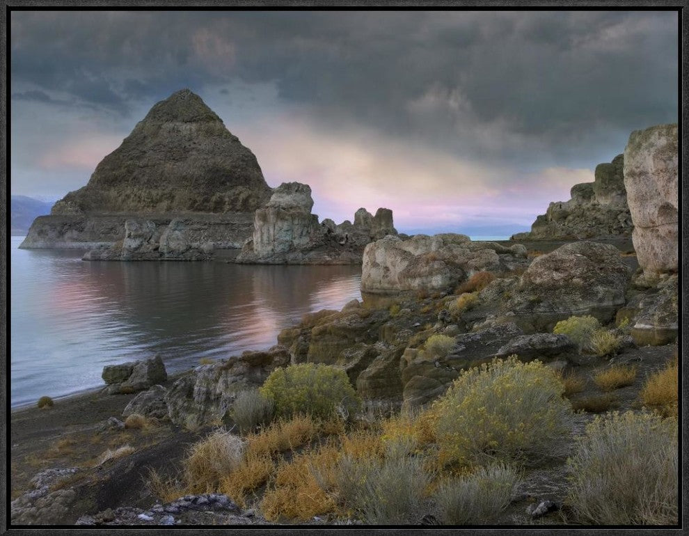 "Pyramid Lake, Nevada" Framed Canvas Giclee by Tim Fitzharris, 25x19"