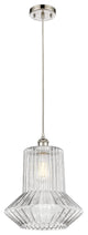 Springwater 1-Light Pendant, Polished Nickel, Clear Spiral Fluted
