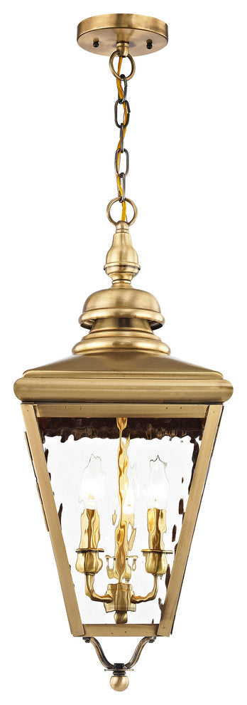 Cambridge Outdoor Chain-Hang Lantern, Antique Brass