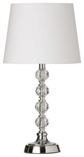 Vienna 1-Light Table Lamp With Cut Crystal Balls and White Shade