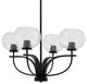 Cavella 4 Light Chandelier, Matte Black Finish, 7" Clear Bubble Glass
