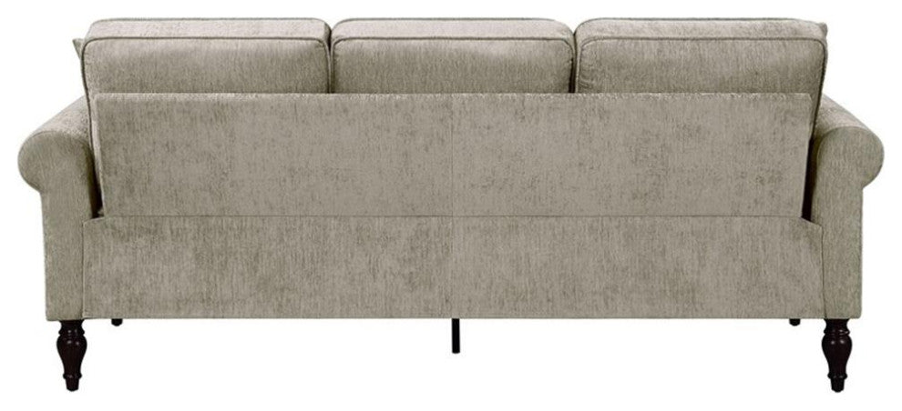 Furniture of America Elm Contemporary Chenille Upholstered Sofa in Light Brown
