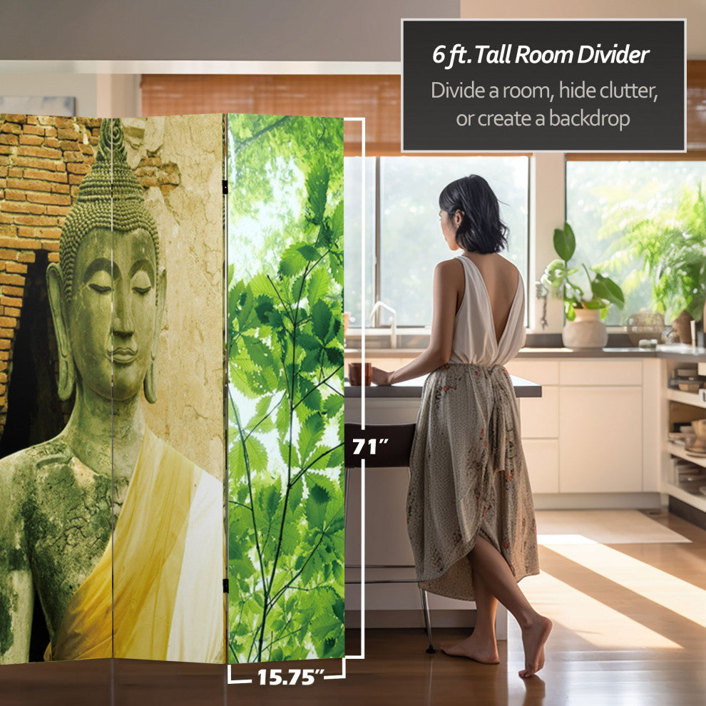6' Tall Draped Buddha Double Sided Room Divider