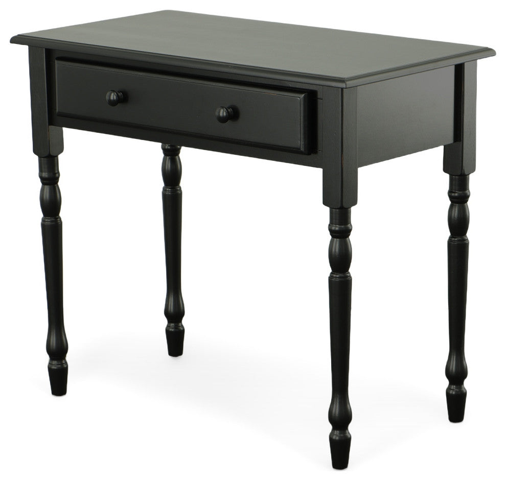 Grace Desk With Elegant Trned Legs And Drawer, Antique Black