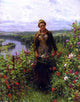 Daniel Ridgway Knight A Maid in Her Garden, Gallery Wrapped Canvas, 21"x28"