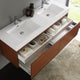 Fresca Mezzo 60" Teak Wall Hung Double Sink Cabinet With Integrated Sink