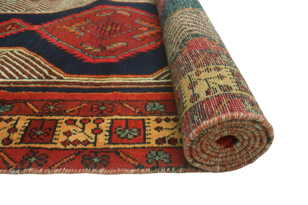 Fine Vintage Distressed Karlee Charcoal/Red Runner, 3'6x12'5