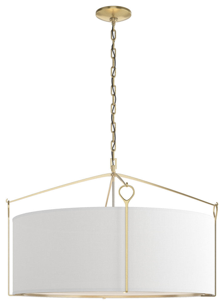 Bow Large Pendant, Modern Brass, Natural Anna Shade
