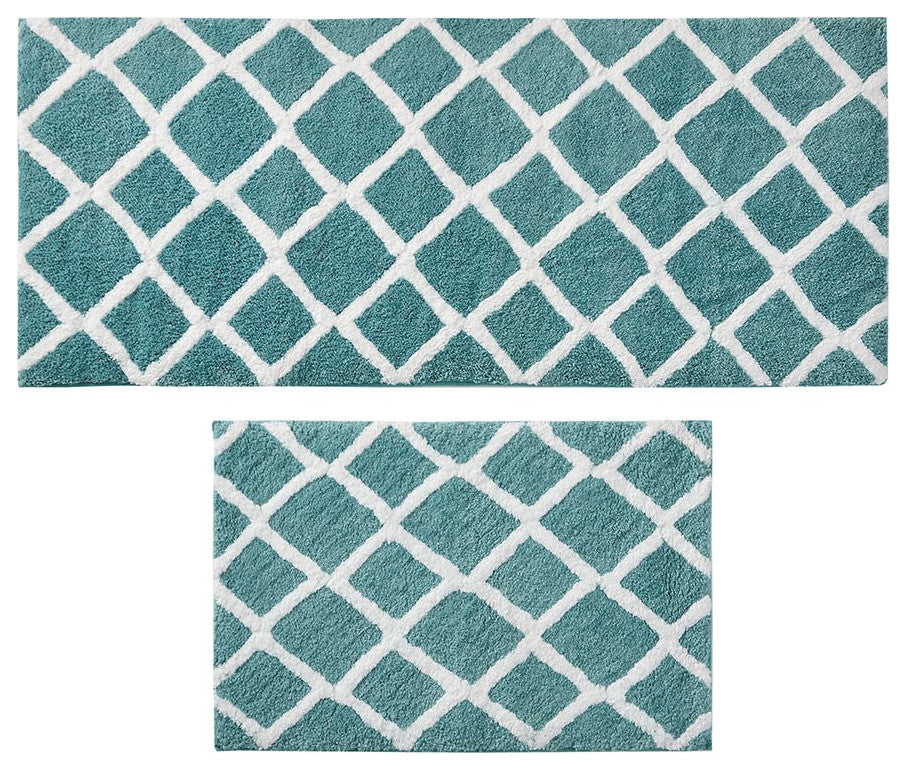 Madison Park Reversible High Pile Tufted Bath Rug, Aqua, 21"x34" Standard