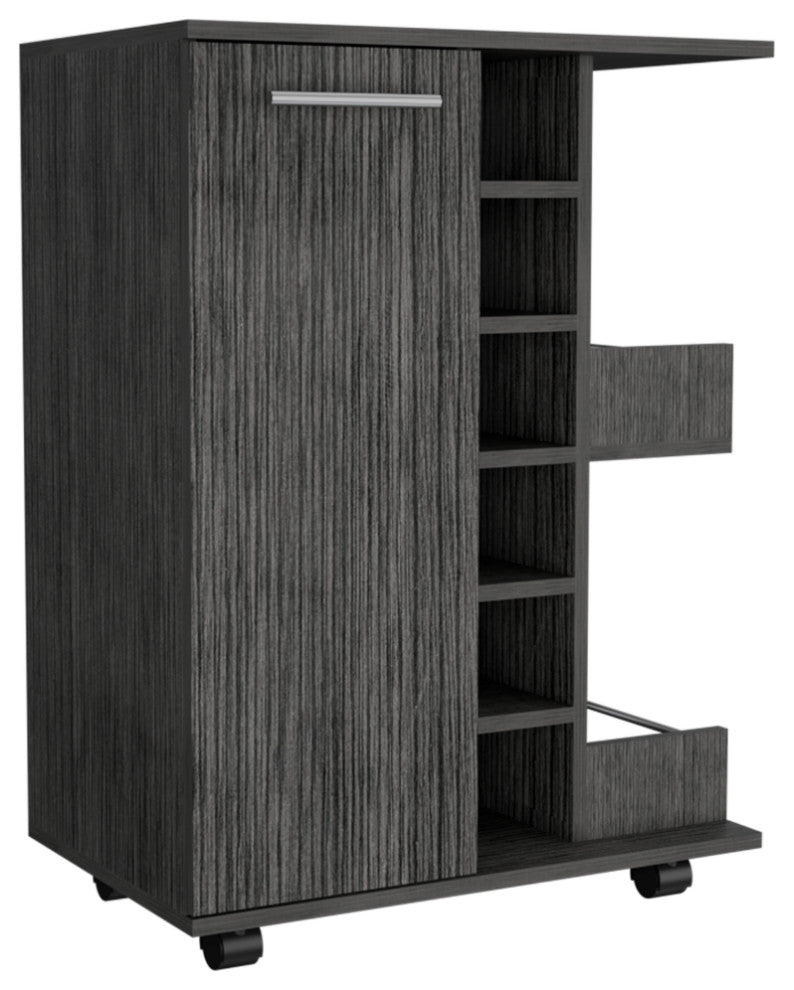 Bar Cart Wells, Living Room, Smoky Oak