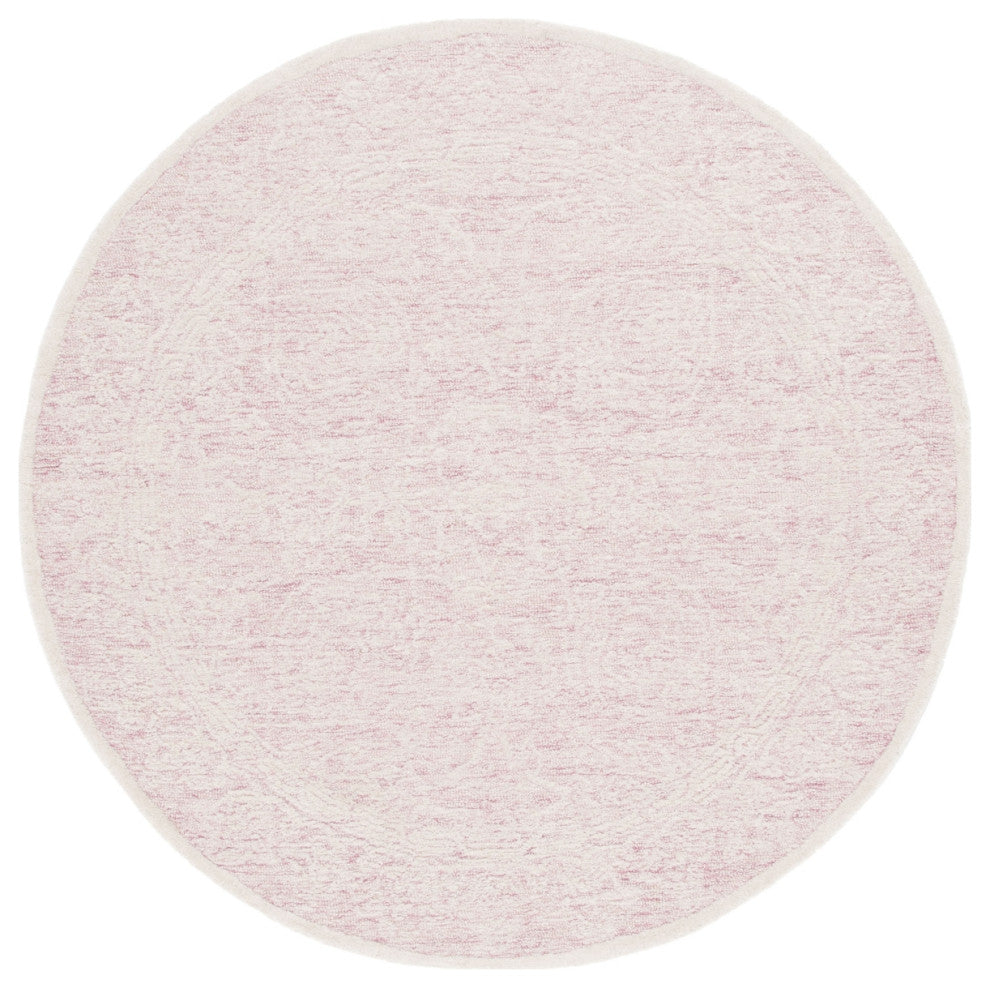 Safavieh Couture Ebony Collection EBN102 Rug, Pink/Ivory, 6' Round