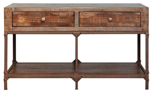 Industrial Style Rustic Solid Wood and Metal Sofa Table Console Table
