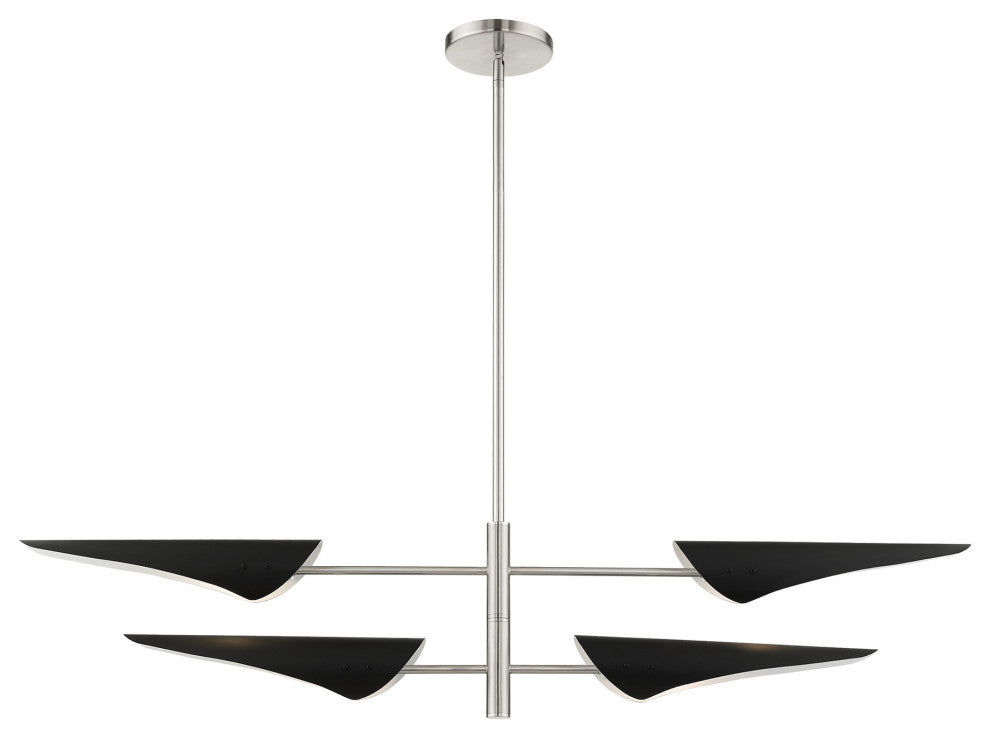 Brushed Nickel Urban, Mid Century Modern, Balanced Pendant Chandelier