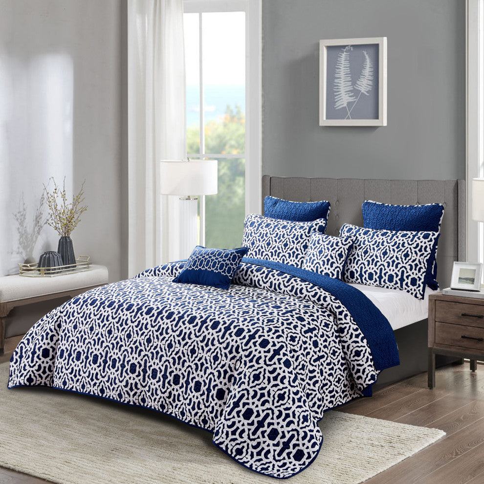 Montgomery Quilted 7 Piece Bed Spread Set, Montgomery, Queen