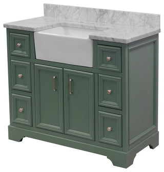 Zelda 42" Bathroom Vanity, Sage Green, Carrara Marble