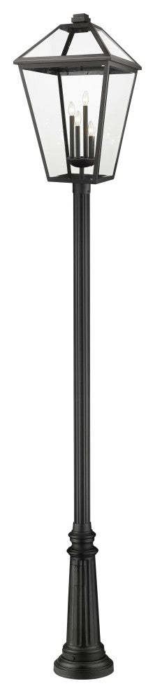 Zlite 579PHXLXR-511P-BK 4-Light Outdoor Post Mounted Fixture, Clear Beveled
