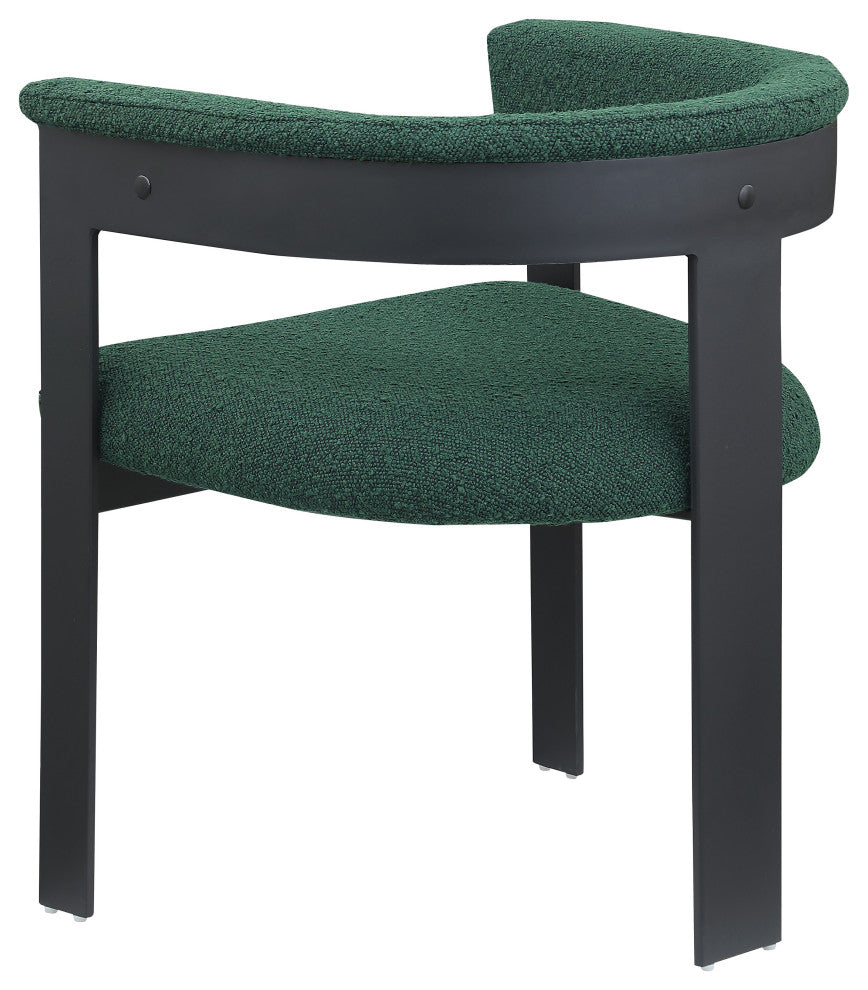 Romeo Upholstered Dining Chair, Set of 2, Green, Boucle Fabric, Matte Black