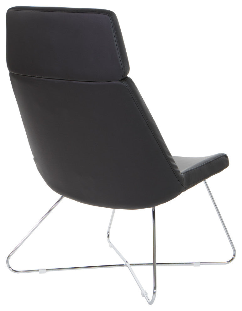 Geena Guest Chair, Dillon Black With Chrome Sled Base
