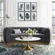Modern Designer Lounge Lobby Sofa, Velvet Fabric Metal Steel, Grey Gray