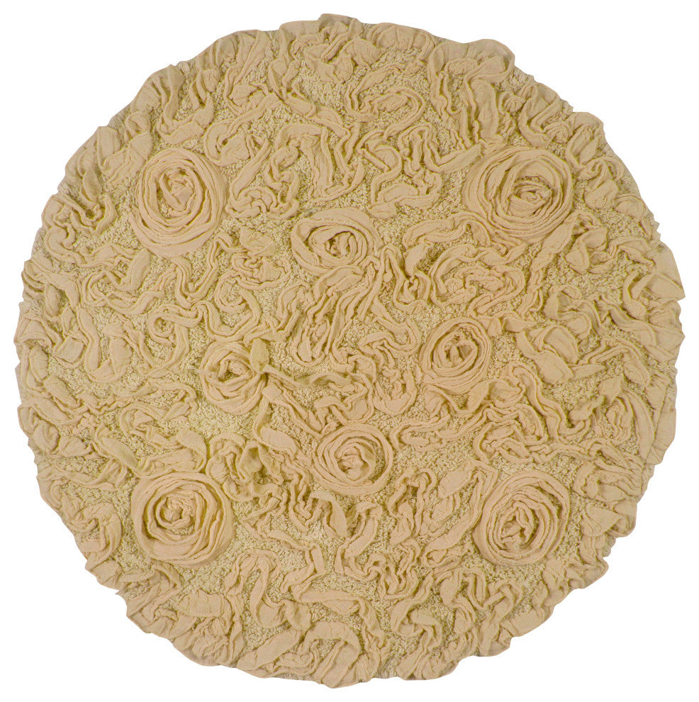 Bell Flower Collection Tufted Non-Slip Bath Rugs, 30" Round, Yellow