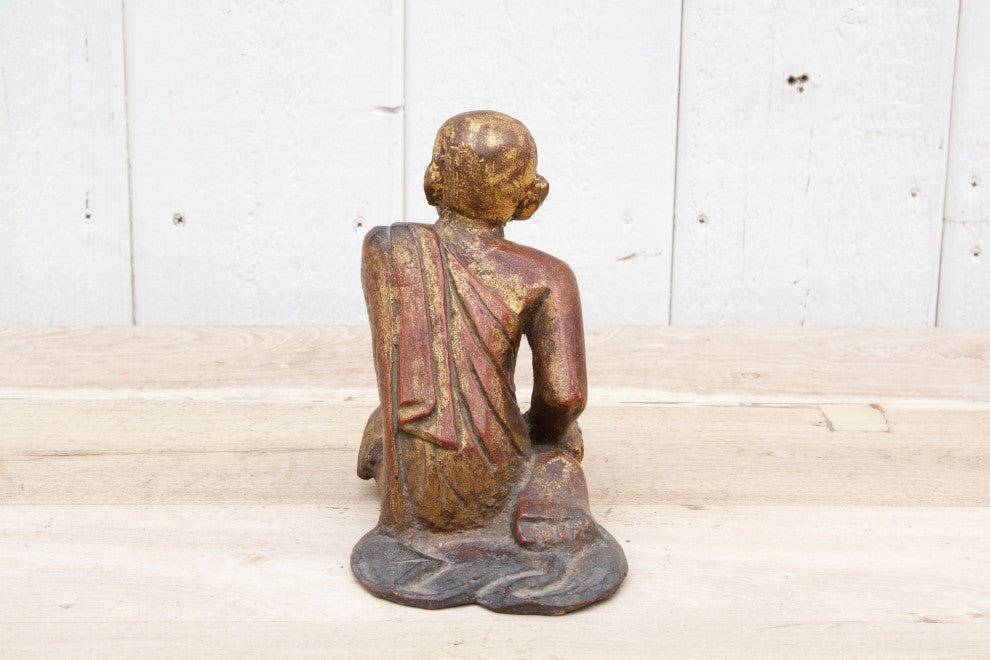 Small Carved & Painted Monk Figure