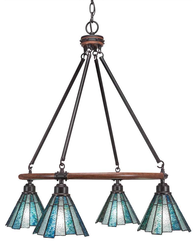 Blacksmith 4-Light Chandelier, Sea Ice Art