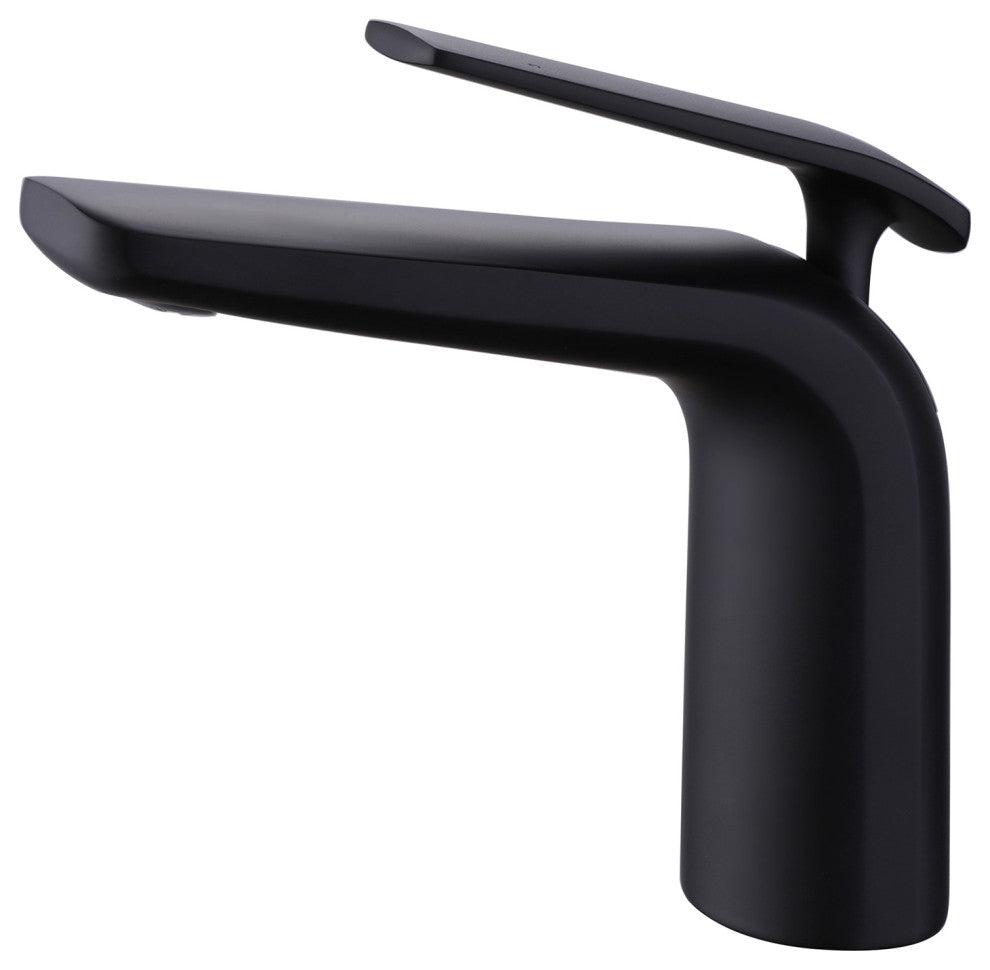 Deck Mounted Single Hole Bathroom Faucet, Matte Black