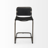 Berbick 21L x 25W x 38H Black Leather With Iron Frame Counter Stool