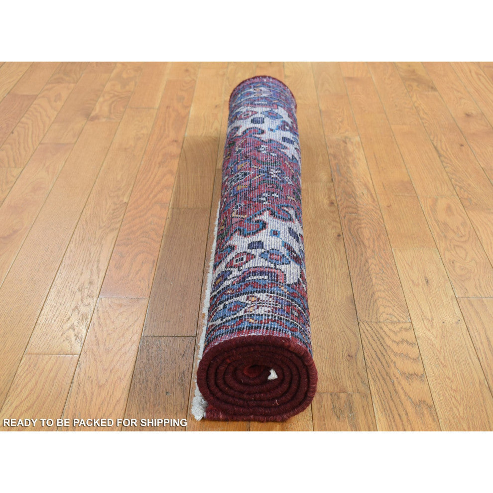 Maroon Red New Persian Hamadan Pure Wool Hand Knotted Oriental Rug 3'5" x 5'1"