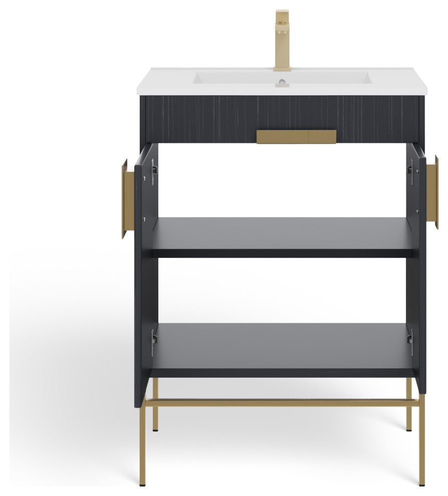 The Lancado Bathroom Vanity, Dawn Gray, 24", Single Sink, Freestanding