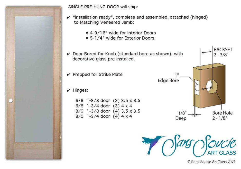 Interior Doors - Cherry Tree Frosted Glass Design - 28" x 80" - CUSTOMIZE...