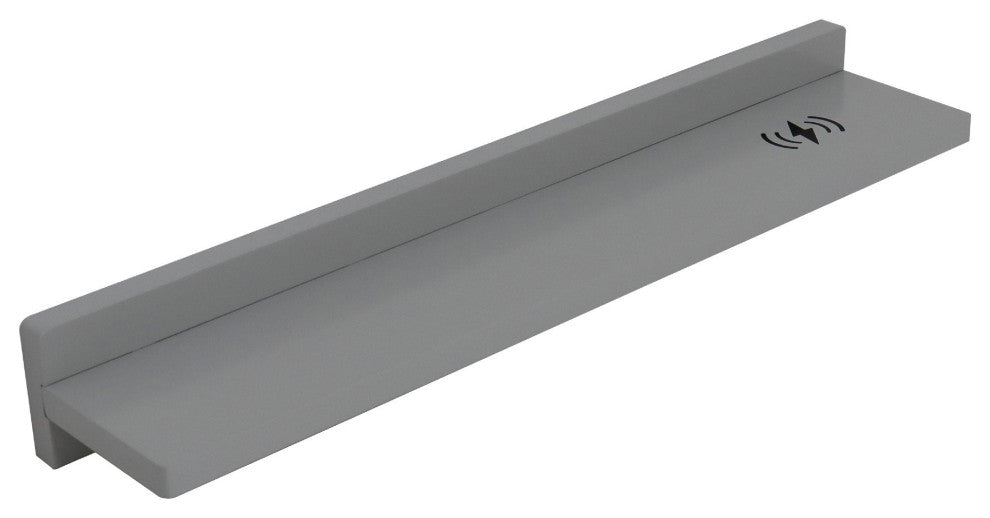 35" Light Gray Wireless Charging Shelf and Frameless Mirror Set