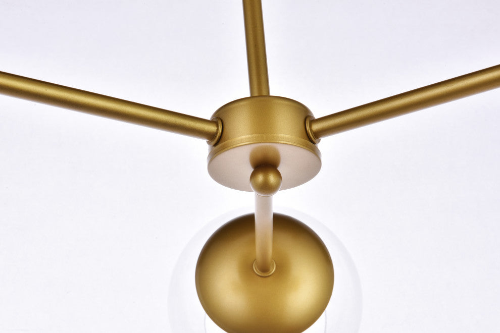 Brooke 26" Flush Mount, Brass With Clear Shade
