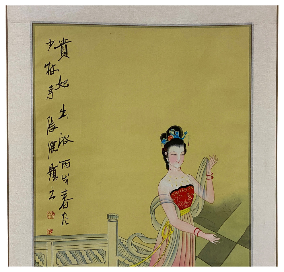 Chinese Color Ink TongStyle Lady Portrait Scroll Painting Wall Art Hws2009