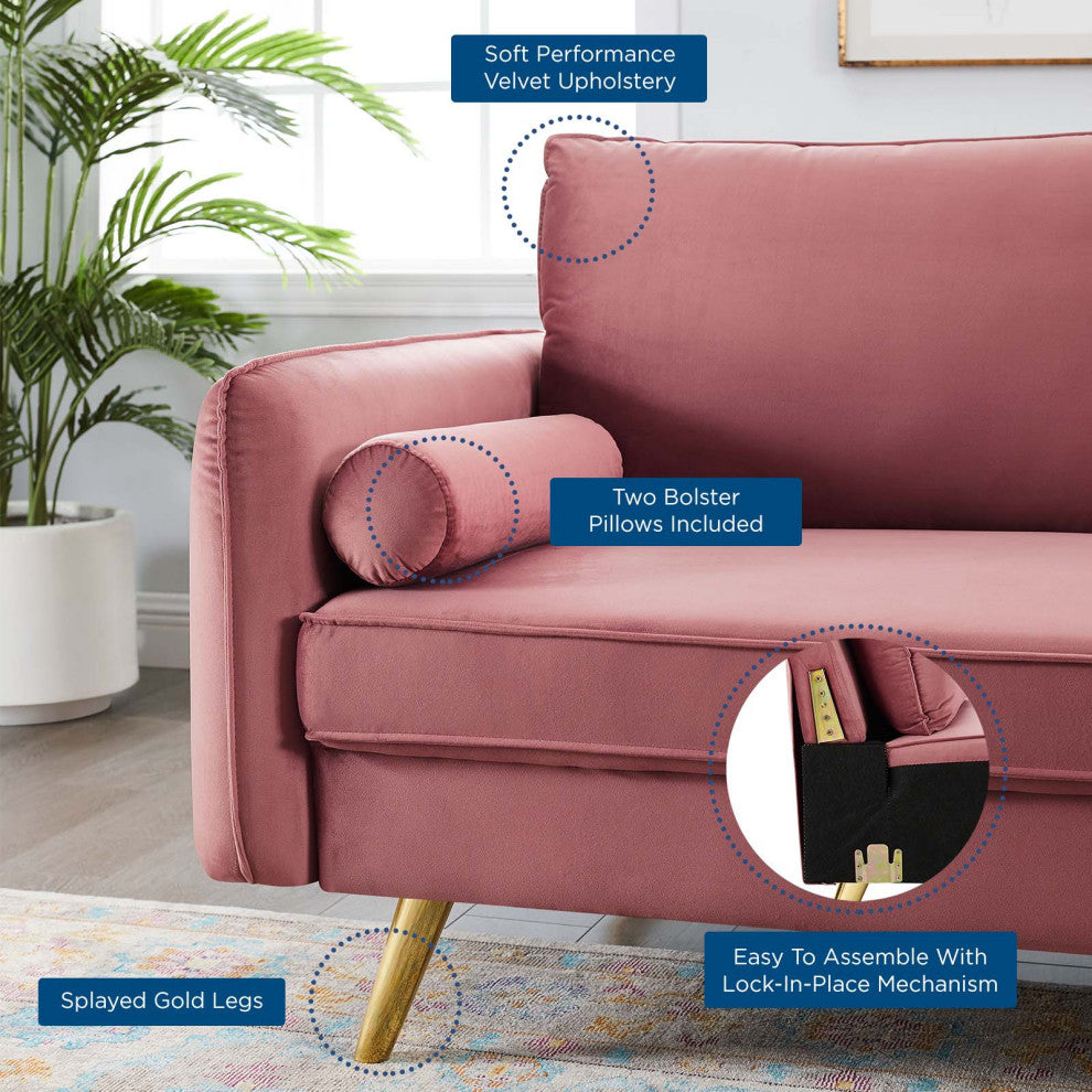 Sofa, Velvet, Pink, Modern, Living Lounge Room Hotel Lobby Hospitality