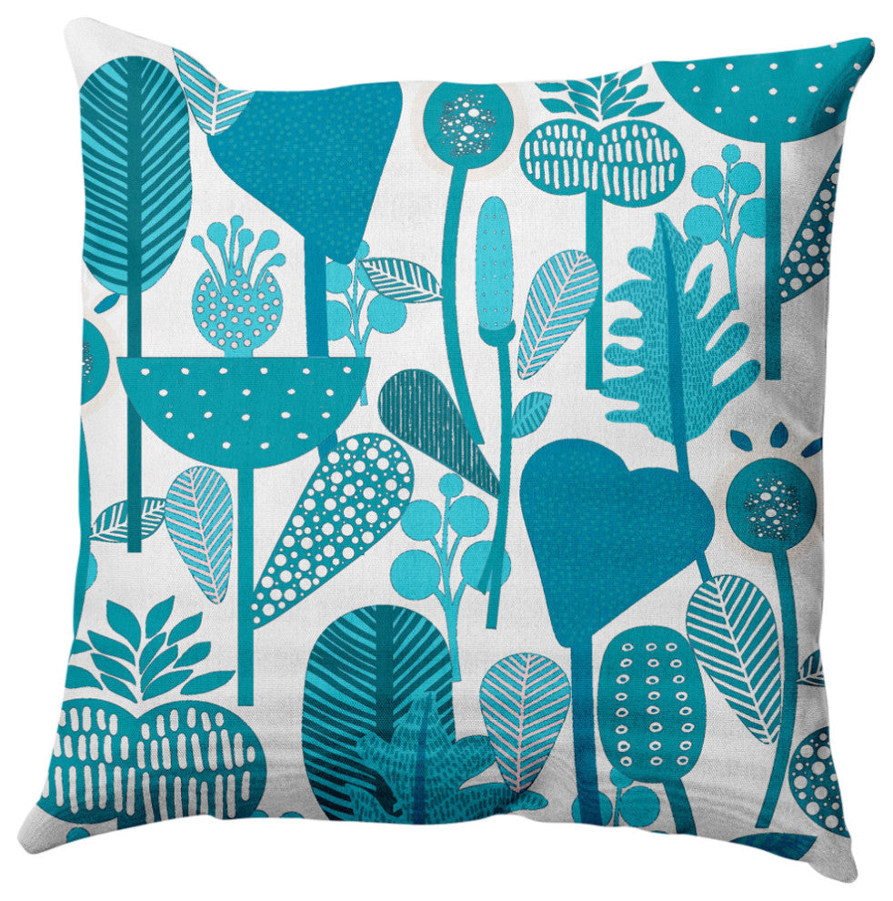 Flower Forest Decorative Throw Pillow, Explorer Blue, 16"x16"