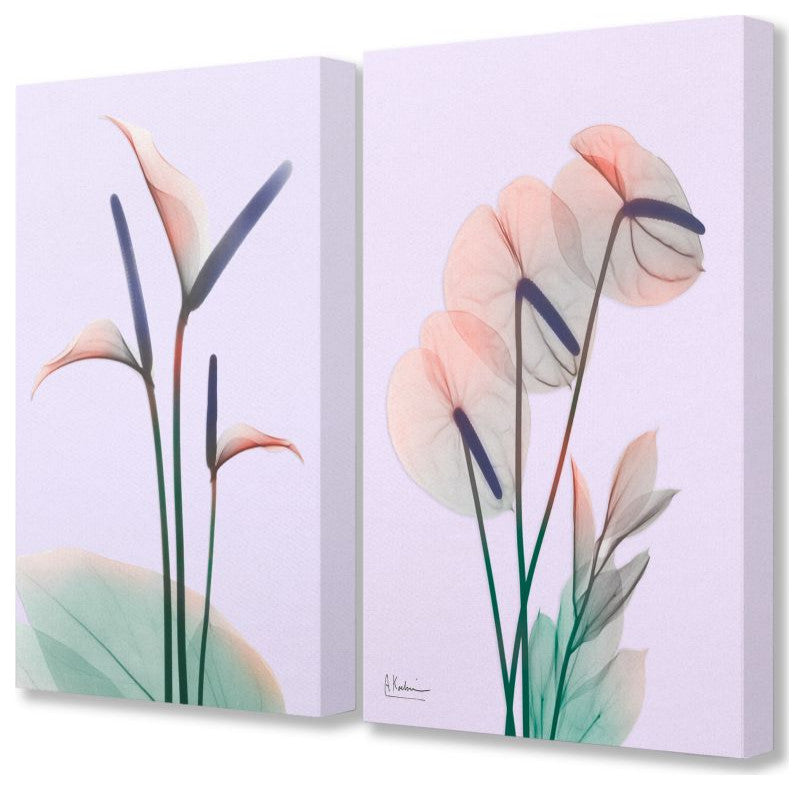 Neon Reeds Purple Green Flower Design 2-Piece Set, 16"x20"