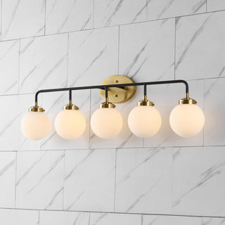 Caleb 38" 5-Light Contemporary Transitional Iron/Glass LED Vanity Light