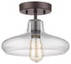 DICKENS Industrial-style 1 Light Rubbed Bronze Semi-flush Ceiling Fixture 11"