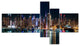 New York Midtown Night Panorama, Extra Large Canvas Art Print, 60"x32", 5 panels