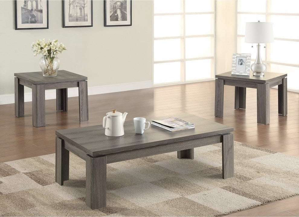 Benzara BM156192 Enormous 3 piece weathered Gray occasional Table set