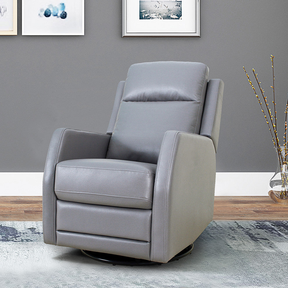 Upholstered Swivel Recliner With Tufted Back, Gray