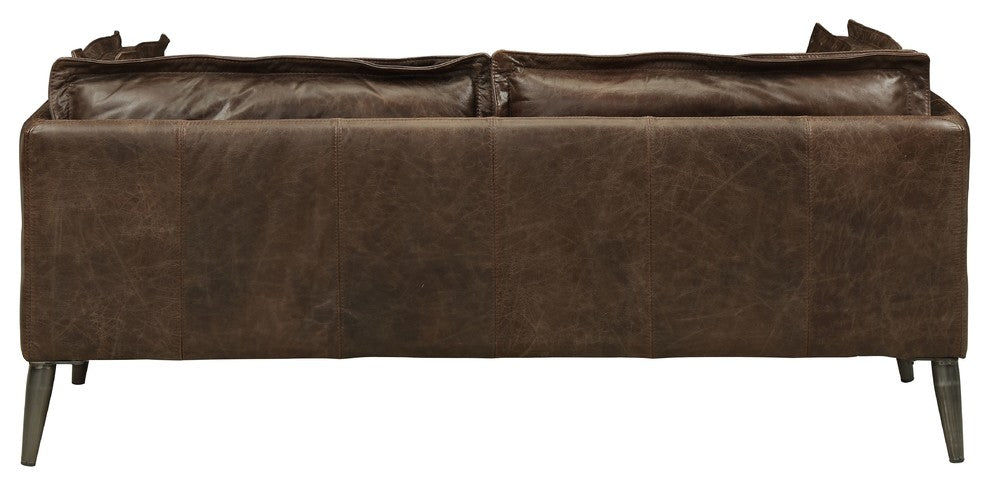 ACME Porchester Loveseat, Distress Chocolate Top Grain Leather